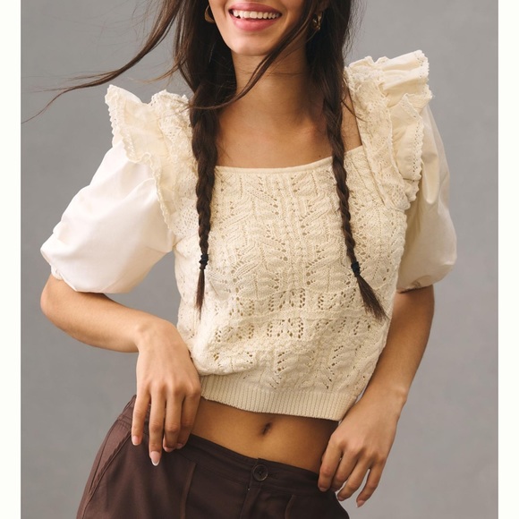 En Saison Tops - En Saison Cream Lace Top
